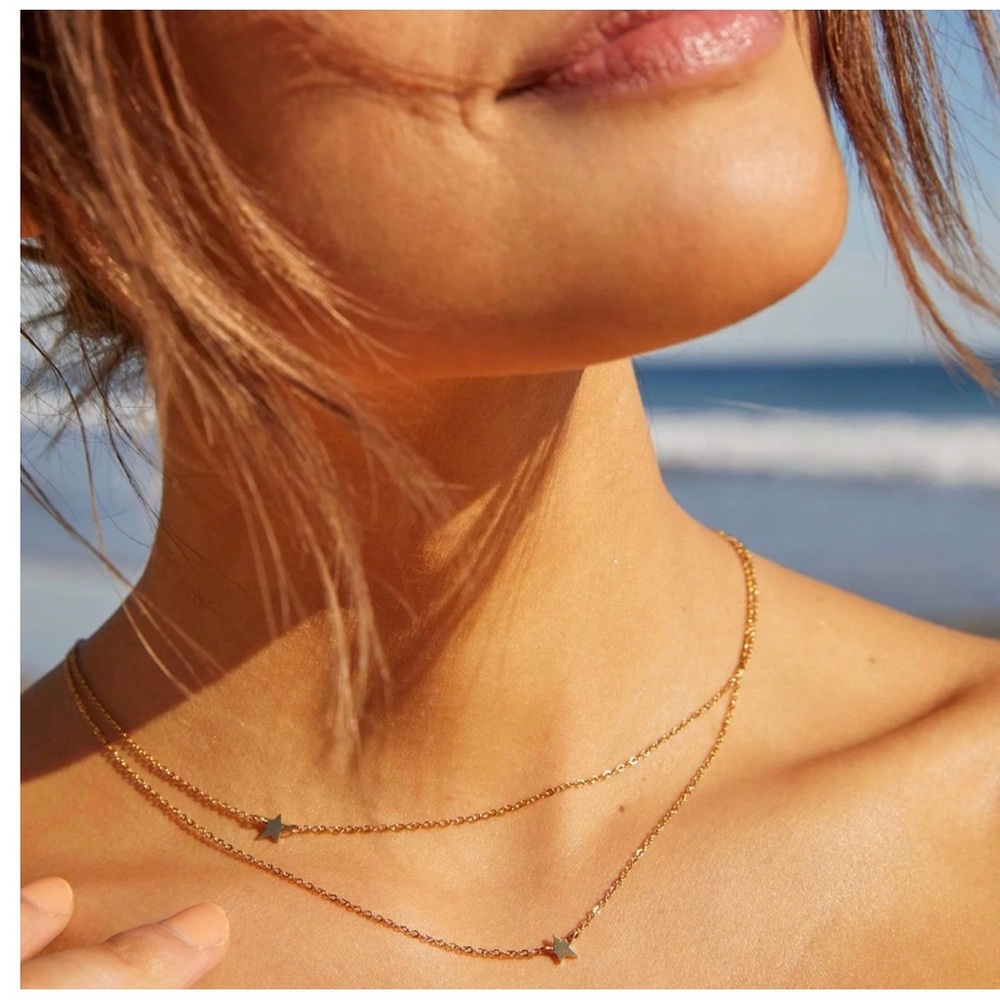 Jennifer Zeuner Gold Star‎ Double Necklace